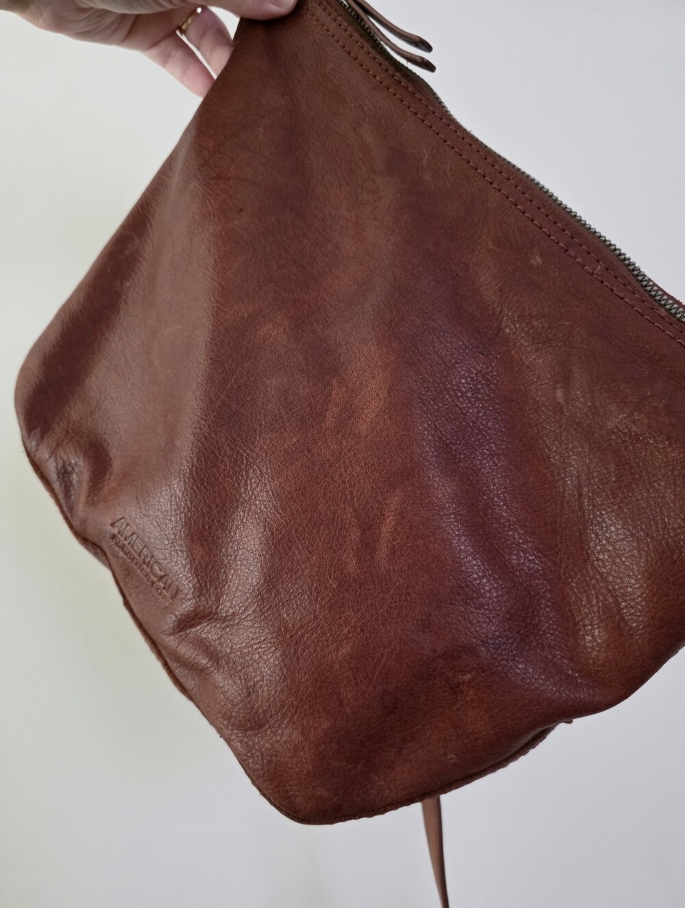 American Leather Co Crossbody Bag Leather Brown Boho Minimalist Western - Picture 7 of 11